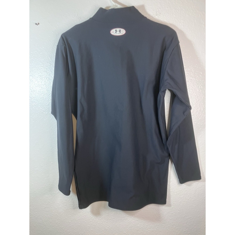 Under Armour Cold Gear Mock Neck Shirt Size 2XL Black Compression Long Sleeve - Picture 3 of 9
